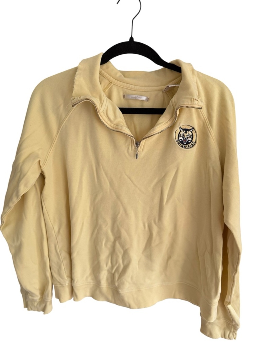 Lady Vesi Quinnipiac Bobcats Distressed 1/4 Zip Pullover XL Yellow